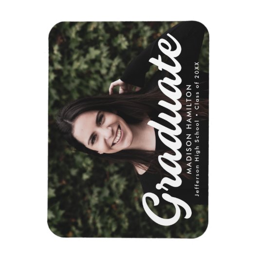 写真のはっきりした卒業発表のスクリプト マグネット (縦)