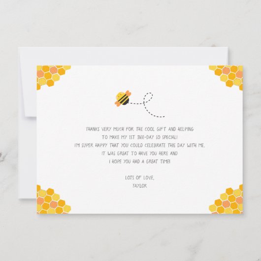 写真のまわりにかわいいかわいい誕生日ブザー サンキューカード (裏面)