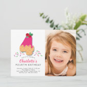 写真のアイスクリームの第4誕生日の招待状 招待状 (スタンド正面)