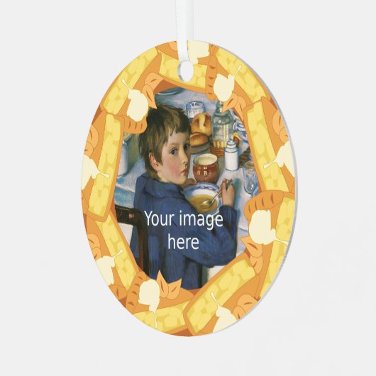 写真のアップルパイフレーム – カスタム文字 メタルオーナメント (正面左)