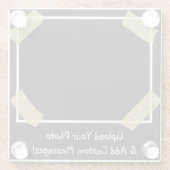 写真のアップロードと個人メッセージのカスタム追加 ガラスコースター (裏面)