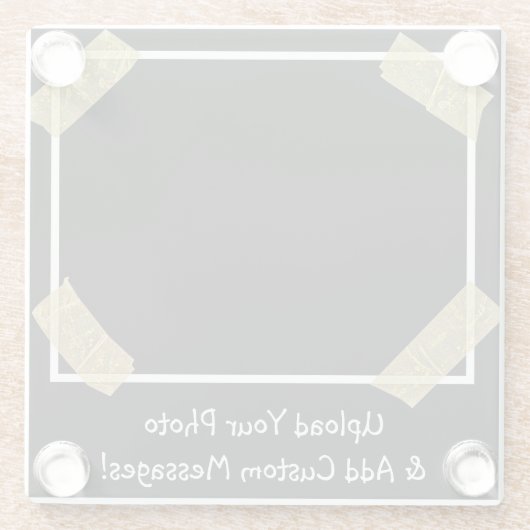 写真のアップロードと個人メッセージのカスタム追加 ガラスコースター (裏面)