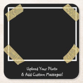 写真のアップロードと個人メッセージのカスタム追加 スクエアペーパーコースター (正面)