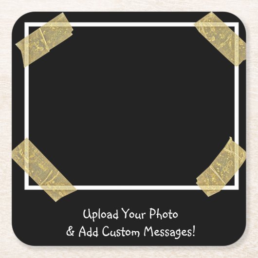 写真のアップロードと個人メッセージのカスタム追加 スクエアペーパーコースター (正面)