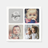 写真のアップロードモノグラムの スタンダードカクテルナプキン (正面)