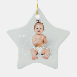 写真のアップロード初めてのクリスマス セラミックオーナメント