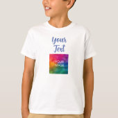 写真のアップロード文字手書きスクリプト少年の子供を追加 Tシャツ (正面)