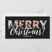 写真のアップロード文字白黒クリスマス シーズンカード (正面)