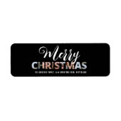 写真のアップロード文字白黒クリスマス ラベル (正面)