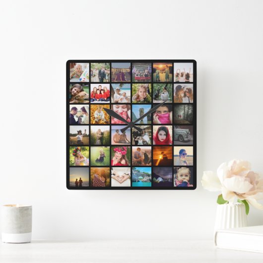 写真のアップロード スクエア壁時計 (ホーム)