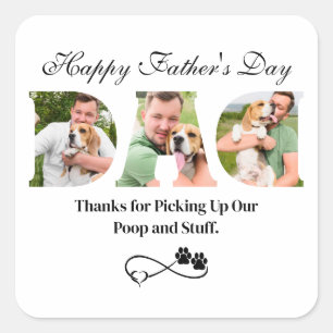 写真のアップロードHappy Father's Dayおもしろい犬所有者 スクエアシール