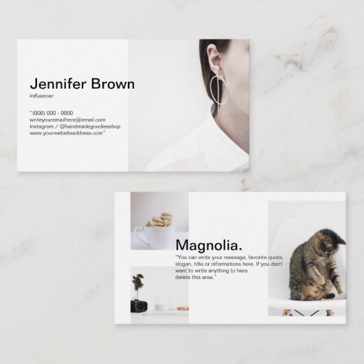 写真のインフルエミニマルンサーシンプルホワイトの追加 名刺 (正面/裏面)