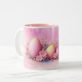 写真のイースター卵の水色スタイル ツートーンマグカップ (正面左)