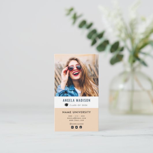 写真のエレガント卒パーソナライズされた図挿入 名刺 (スタンド正面)