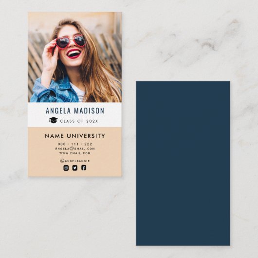 写真のエレガント卒パーソナライズされた図挿入 名刺 (正面/裏面)