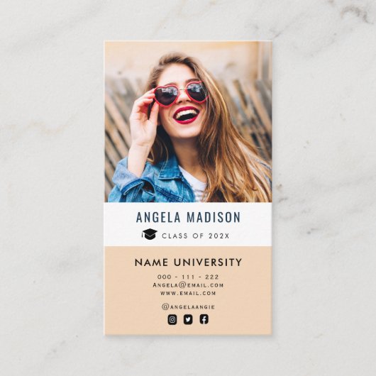 写真のエレガント卒パーソナライズされた図挿入 名刺 (正面)