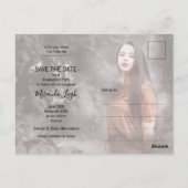 写真のエレガント卒業式のスクリプト日付の保存 ポストカード (裏面)