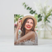 写真のエレガント卒業式のスクリプト日付の保存 ポストカード (スタンド正面)