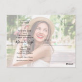 写真のエレガント卒業式のスクリプト日付の保存 ポストカード (裏面)