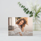 写真のエレガント卒業式のスクリプト日付の保存 ポストカード (スタンド正面)