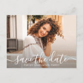 写真のエレガント卒業式のスクリプト日付の保存 ポストカード (正面)