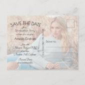 写真のエレガント卒業式のスクリプト日付の保存 ポストカード (裏面)