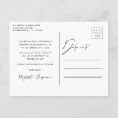 写真のエレガント結婚式が日付を救う 案内ポストカード (裏面)