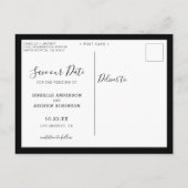 写真のエレガント黒が日付を保存 案内ポストカード (裏面)