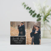 写真のエレガント黒が日付を保存 案内ポストカード (スタンド正面)