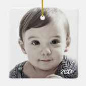 写真のオーナメントと日付を記入されるメリークリスマス セラミックオーナメント (裏面)