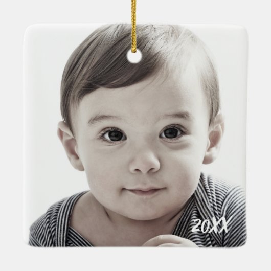 写真のオーナメントと日付を記入されるメリークリスマス セラミックオーナメント (裏面)