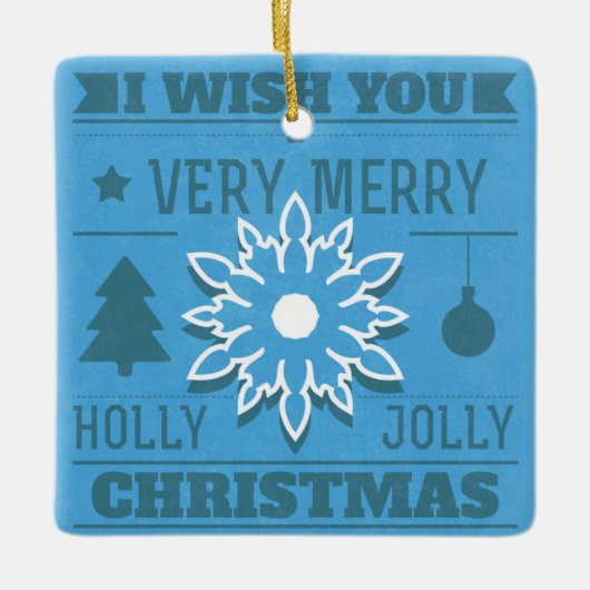 写真のオーナメントと日付を記入されるメリークリスマス セラミックオーナメント (正面)