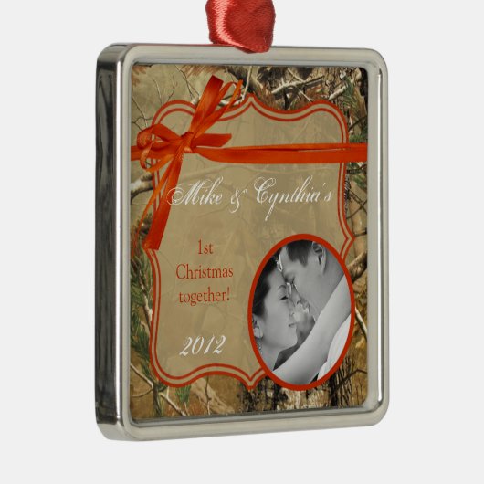 写真のオーナメントのハンターのCamoflougeパーソナライズなカム メタルオーナメント (右)