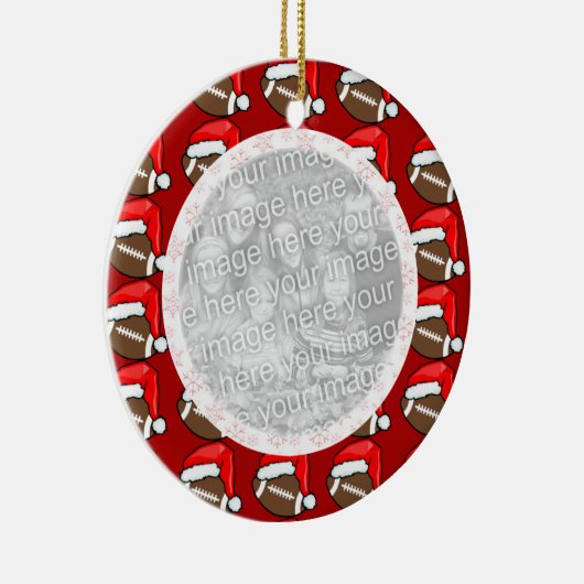 写真のオーナメント-クリスマスのフットボール セラミックオーナメント (右)