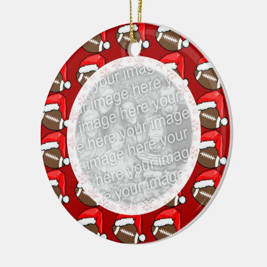 写真のオーナメント-クリスマスのフットボール セラミックオーナメント (左)