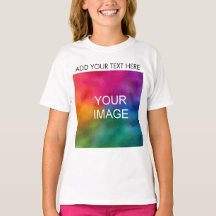 写真のカスタムアップロード文字テンプレートの追加Kids Girls Tシャツ