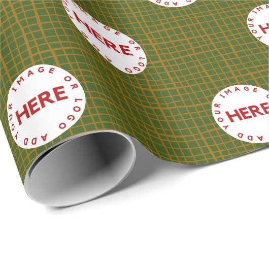 写真のカスタム作成 |ロゴグリーン金ゴールドクリスマス ラッピングペーパー (ロールコーナー)