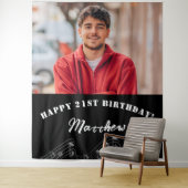 写真のカスタム白黒音楽ノート男の誕生日 タペストリー (インサイチュ)