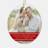 写真のカップルの初めてのクリスマスのオーナメントの赤 セラミックオーナメント (左)