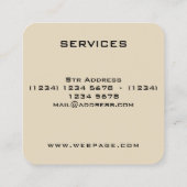 写真のカメラレンズの芸術的なカバー スクエア名刺 (裏面)