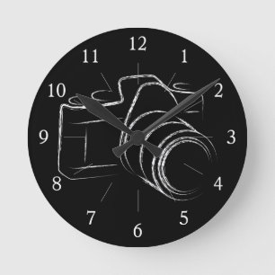 写真のカメラ ラウンド壁時計