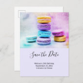 写真のカラフルマカロン保存日付 インビテーションポストカード (正面/裏面)