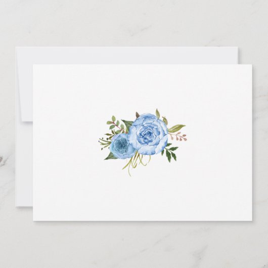 写真のカレンダーを保存する青いフローラ結婚 招待状 (裏面)