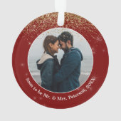 写真のクリスマスのミスター婚約したト&ミセス オーナメント (裏面)