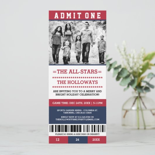 写真のクリスマスの休日のパーティのチケットの招待状 招待状 (スタンド正面)