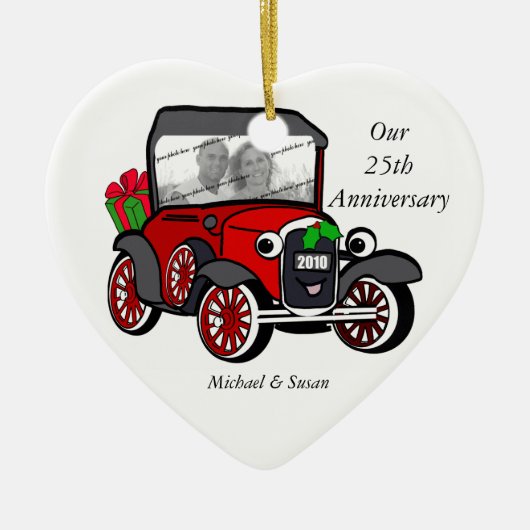 写真のクリスマスをモデルにする セラミックオーナメント (正面)