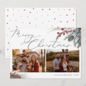 写真のクリスマスカード クリスマスの葉 シーズンカード (正面/裏面)
