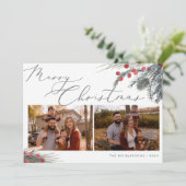 写真のクリスマスカード クリスマスの葉 シーズンカード (スタンド正面)