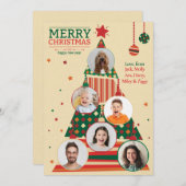 写真のクリスマスツリーオーナメントカード シーズンカード (正面/裏面)