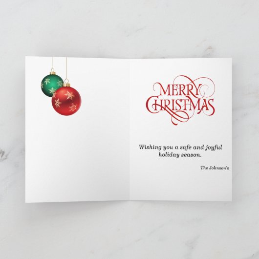 写真のクリスマスパーソナライズされた装飾品の追加 カード (内部)